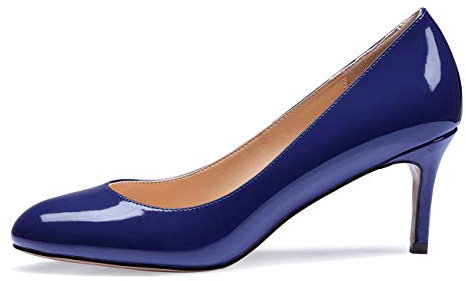 Castamere Donna Tacco a Spillo Punta Arrotondata Medio Tacco Scarpe col Tacco 6CM Blu Pelle Verniciata Scarpe EU 44