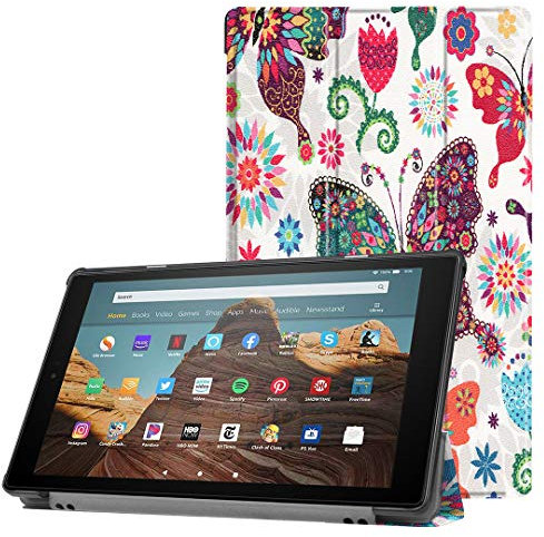 SATURCASE Case for Amazon Fire HD 10 2019 Released (9th Generation), Beautiful PU Leather Flip Foldable Stand Protective Tablet Cover with Auto Sleep/Wake Function (KN-4)