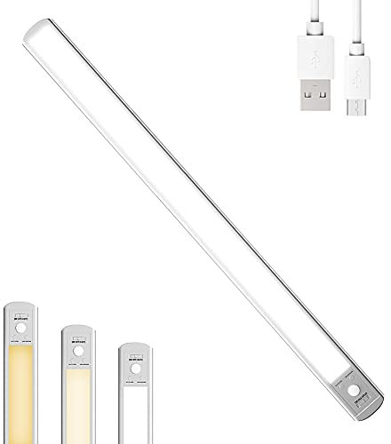 Epicflare Lampe LED sans fil avec détecteur de mouvement pour placard, armoire, lampe LED sans fil, rechargeable, 3 modes, veilleuse pour garage, abri de jardin, 60 cm
