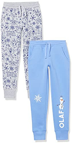 Amazon Essentials Disney | Marvel | Star Wars | Frozen | Princess Pantaloni Sportivi Jogger in Pile (precedentemente Spotted Zebra) Bambine e Ragazze, Pacco da 2, Blu/Grigio Frozen 2 - Olaf, 2 Anni