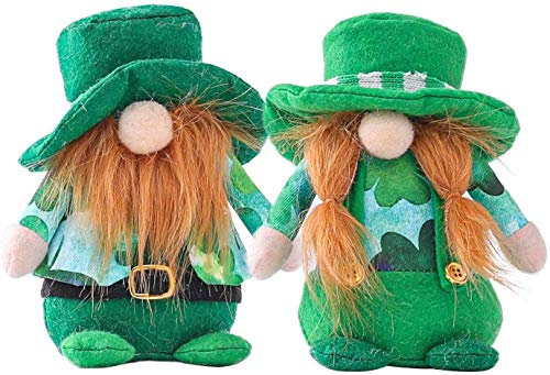 St. Patrick's Day Gnome Irish Plush Doll - Shamrocks Figurine Decoration, Green Leprechaun Saint Paddy's Easter Gift, Irish Decor