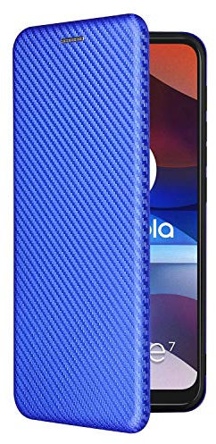 SHIEID Coque pour ASUS Zenfone 8, Étui téléphone Portable en Fibre de Carbone est Faite de Coque Rigide en PC et TPU,Rabat avec Fente Carte et Support Fonction Étui pour ASUS Zenfone 8-Bleu