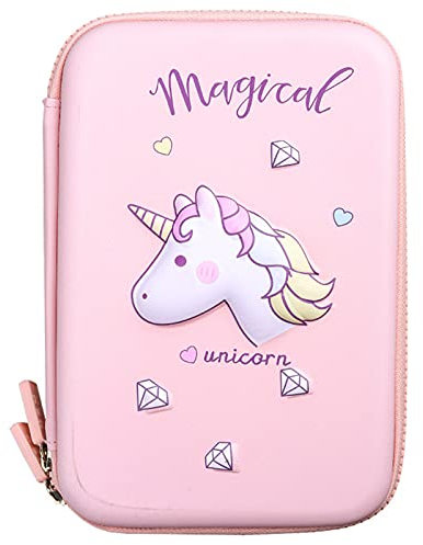 LIMEOW Federmäppchen mit Grossem Briefpapierkasten Bleistift Tasche mit Reißverschlüssen Portable Federmappe Organizer 3 Fach Geeignet für Schule & Büro Teen Geschenk (Rosa Kein Briefpapier)
