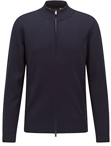 BOSS Herren Balonso Strick-Cardigan aus Schurwolle mit Reißverschluss Dunkelblau XXL