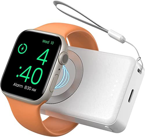 LVFAN Wireless Ladegerät für Apple Watch, 4000 mAh Magnetisches USB-C Ladegerät für iWatch, Kabelloses Power Bank Akku für Apple Watch Serie 8 7 6 5 4 3 2 1 SE Ultra - Weiß