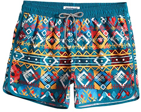 Costume Uomo Mare Vintage Asciugatura Rapida Costume da Bagno Pantaloncini Corto Swim Trunks con Fodera Rete e 3 Tasche Fossato Colorato M