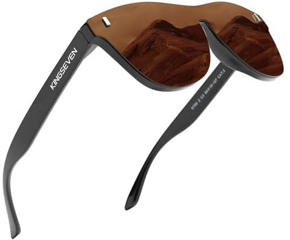 KINGSEVEN Polarisierte Sonnenbrille Männer Frauen Retro Outdoor Sport Golf Radfahren Angeln Wandern Verspiegelte Vollformatbrille 756 (Brown-de)