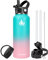Borraccia termica in acciaio inox da 1180 ml, con coperchio con cannuccia e coperchio con beccuccio automatico, a prova di perdite, tazza da viaggio a doppia parete, in metallo, per bottiglie di acqua