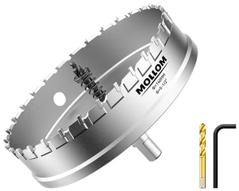 Mollom (140mm | 5-1/2'') Seghe a tazza in carburo pesante con 2 punte pilota, taglia acciaio inossidabile, acciaio dolce, ferro, rame, ottone, plastica