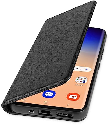 WIIUKA Hülle für Samsung Galaxy A53, Premium Leder, mit Kartenfach, extra Dünn, Handyhülle mit Standfunktion, Tasche Schwarz