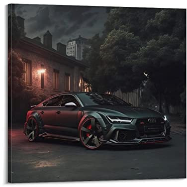 HALOUB Sportauto-Poster für Audi RS7 Rennauto, dekoratives Wandbild Bilder, Leinwand, Wand- und Kunstbild, Dekoration für Familienzimmer, 40 x 40 cm