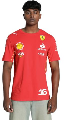 PUMA T-Shirt Charles Leclerc Scuderia Ferrari 2024 pour Hommes - Vitesse Rouge - Taille: M