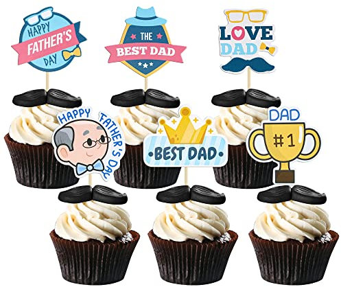 36 Stück Happy Father's Day Cupcake-Topper Best Dad Ever Super I Love You Dad #1 Dad Fathers Day Cupcake Picks Vatertag Cupcake Dekorationen Vatertag Party Supplies