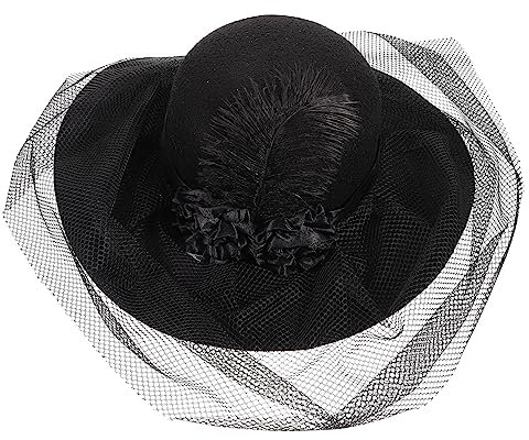 EXCEART Damen Fascinator-Hut, Schwarz, Einheitsgröße, Derby-Form, Stoff, Festlich, Party, Fotografie, Modeaccessoire