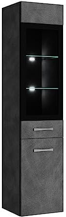 Badplaats B.V. Badezimmer Hochschrank Rio 131 cm Dunkle grau – Regal Schrank Hochschrank Schrank Möbel Badschrank