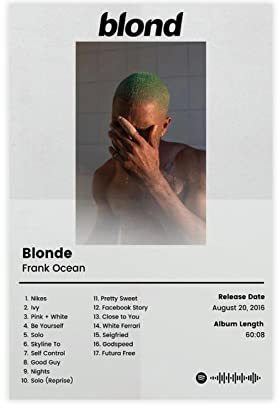 ZAPORA Frank Ocean Poster, blondes Poster, Leinwand, Poster, Schlafzimmer, Dekoration, Sport, Landschaft, Büro, Raumdekoration, Geschenk, ungerahmt, 30 x 45 cm