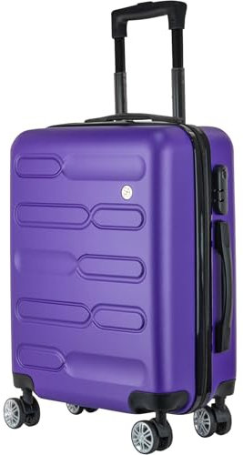 SA Products Cabin Suitcase | 34L Carry On Suitcase, Cabin Bag 55x40x20 with Combination Lock | Hard Shell Suitcase with 4 Wheels Cabin Luggage, Cabin Bags 55 x 40 x 20 Approved (Purple)