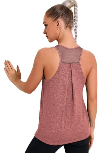 Weardear Tanktops Damen Sport Ärmellos Yoga Shirts Racerback Mesh Zurück Sport Weste Fitness Studio Running S-XXL