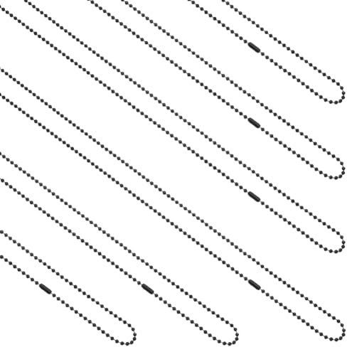 nbeads 6 Stück Kugelkette Aus Edelstahl, 75cm Lange Perlen-Rollenkette Schwarze Kugelkette Metallkugelkette Erkennungsmarken-Kette Halsketten Für Mann Und Frau, Metallgrau