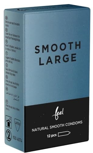 Feel Smooth Large, samtweiche große Kondome, extra breit 56mm, für mehr Komfort bei maximalen Schutz, 1 x 12 Stück