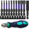 Hakkin 10-Piece 50 mm Hex Bits Set Long Hexagon Screwdriver Assortment 1/4 Inch S2 Hex Screwdriver Bit Set for Cordless Screwdriver with Bit Holder and Handle 2.5/3/3.5/4/5/6/7/8 mm