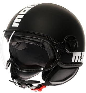 MOMODESIGN - FGTR CLASSIC E2206, Jet-Helm, offener Helm für Motorräder und Motorroller, für Männer und Frauen, Matt Black/White, XL