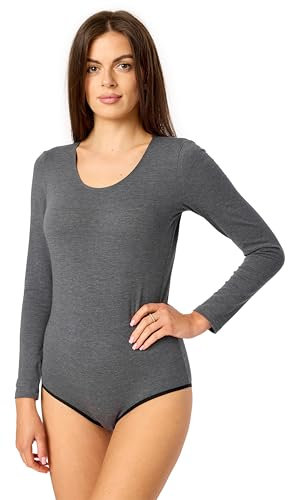 Merry Style Body Damen aus Baumwolle Ärmellos Bodys für Damen Bequeme Shapewear BD901 (Dunkelmelange, M)