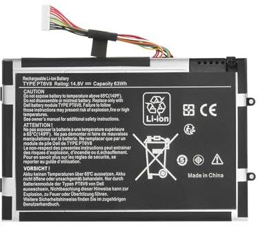 Exmate PT6V8 Laptop Akku für Dell Alienware M11x M14x M11x R1/M11x R2/M11x R3/M14x R1/M14x R2 Series Gaming Notebook P06T P18G P06T001 P06T002 P06T003 P18G001 8P6X6 T7YJR DKK25 312-0984 (14.8V/63Wh)
