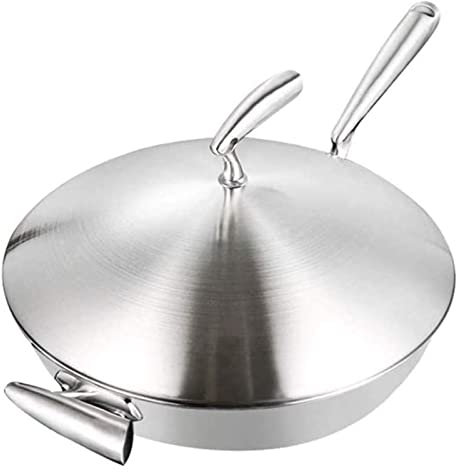 YIHANSS Wokpfanne Bratpfanne Edelstahl-Wok Harteloxierter Aluminium-Wok mit Deckel Antihaftbeschichtete Bratpfanne Edelstahlgriff Vision