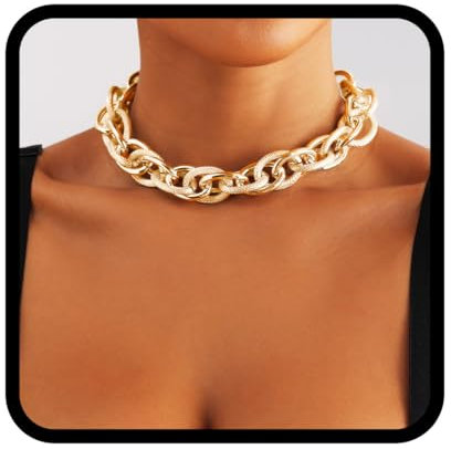 Handcess Boho Chunky Choker Halskette Gold Cuba Link Halsketten Punk Halskette Kette für Frauen