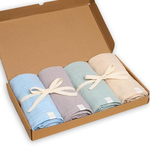 Livella | Doppellagige Mulltücher Baby 65x65 cm aus Bio-Baumwolle – Spucktücher 4er Pack – Musselin Tuch saugfähig & atmungsaktiv – ideal zum Reinigen & Trocknen