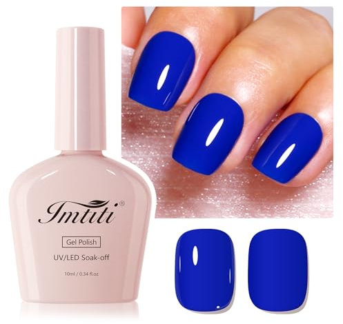 Imtiti Blue Gel Nail Polish, 1Pcs Royal Navy Blue Gel Polish Soak Off UV LED Gel Polish, Long Lasting, Nail Art Manicure Salon DIY at Home for Autumn and Winter (10 ML)