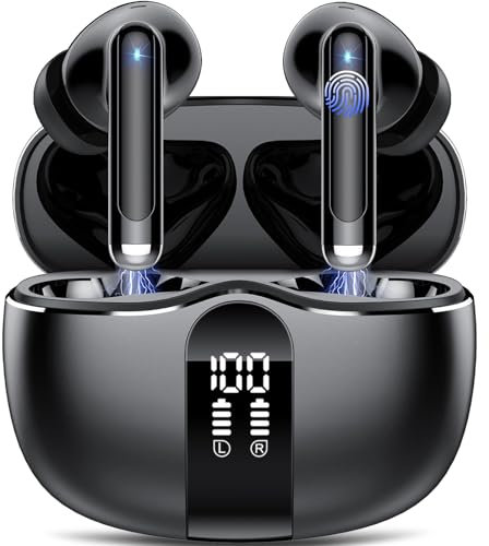 Tukio Wireless Earbuds, Bluetooth 5.3 Headphones in Ear with 4 HD Mics, 40H Bluetooth Earbuds Deep Bass HiFi Stereo, Mini Ear Buds ENC Noise Cancelling, Wireless Earphones IP7 Waterproof for Running