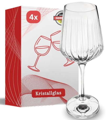 Maxito Weingläser ∣ 4er Set mit 490 ml ∣ Kristallgläser mit modernes Design ∣ Weingläser Set ∣ Rotweingläser ∣ Weißweingläser