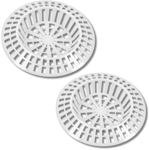 Citystores® 2 Pack Sink Strainers Large White Plastic 41mm-57mm (1.5/8 - 2.1/4) for Kitchen & Bathroom Sinks