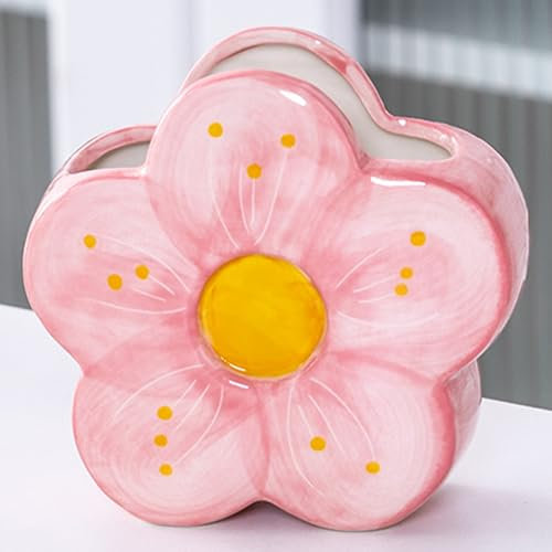Busnos Pen Holder Pinselhalter Stifte Organizer Cute Stiftehalter Rosa Stiftehalter Blume Zimmer Deko Kawaii Stifteköcher Boho Style Aesthetic Stiftehalter Schreibtisch Zubehör Geschenk für Frauen