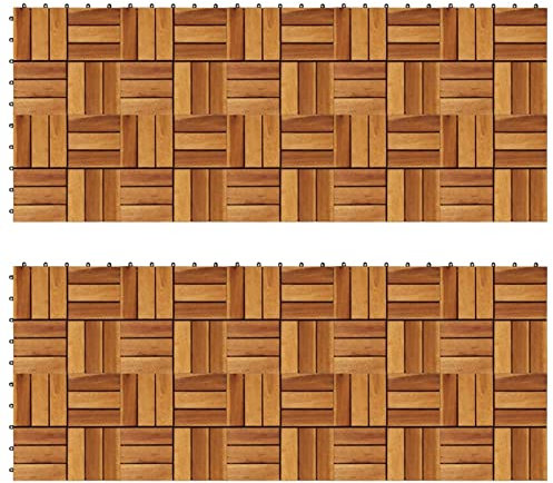 ShGaxin Baldosas de Porche Acacia 20 Piezas, Piscina Terraza, Suelo Madera Exterior, Tarima Exterior, Suelos Terraza, Suelo Jardin Exterior, 30x30 cm