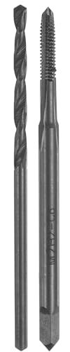 sourcing map Tap and Drill Bit Set, 1pcs M2 x 0.4 Metric Straight Flute Thread Screw Taps & 1pcs 1.6mm Twist Drill Bits, Black Oxide HSS-6542 Tapping Threading Tool Kit