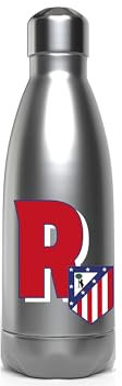 CyP Brands Atlético de Madrid - Botella Agua de Acero Inoxidable, Cierre Hermético, con Diseño Letra R en Rojo, 550 ml, Color Metalizado, Producto Oficial