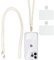 Coiwxmoi Tour de Cou Telephone Portable Universelle Cordon avec 2 Patchs, breloque pour Bracelet, chaîne de téléphone Portable avec Perles, Compatibles avec Plupart des Smartphones,Perle Blanc
