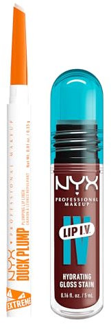 NYX Professional Makeup Lip IV in shade Mocha Me Wet & Duck Plump Liner in shade Ducking Clear, Duo Bundle