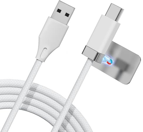 Magtame Staycable Cavo USB a USB C con supporto magnetico, 3,3 FT/1 m USB A a tipo C, ricarica rapida e dati Sync cavo Tangle libero compatibile con i-Phone 15 16 Pro Max