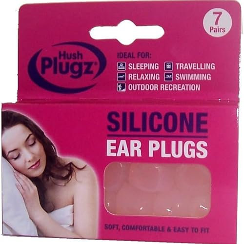 Hush Plugz Silicone Earplugs – 7 Pairs, Medical Grade, Reusable, Ideal for Sleeping, Swimming, Travel, Studying, Noise Reduction, Comfortable Fit, Easy to Use, Pocket-Sized Carry Case | SterlingSquare