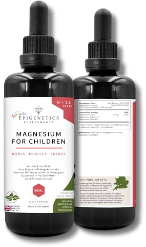 Magnesium for Children 50ml | from Birth Magnesium Mix Supplement 0-11 Years | Newborns Baby Kids Sugar Free UK Made Vegan Mini Liquid | 5 Drops Daily