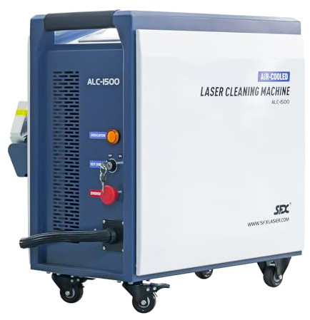 LYXC 1500W Laser Cleaning Machine Continuous Air Cooling Cleaner Machine Lightweight 220V Class 1 Laser Output Power 0.39mW 250mm Scanning Width Cleaning for Metal Painting Rust Oil Coating Removal