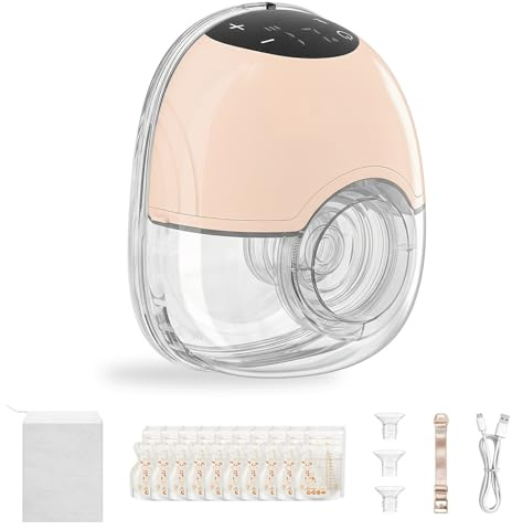 TOPCHANCES Touchscreen Milchpumpe Elektrisch Freihändig,Tragbar Breast Pump mit 4 Modi und 12 Saugstufen 17/19/21/24mm komfortabler Flansch,Doppelt Abgedichteter mit Ersatzzubehör im Lieferumfang,Rosa