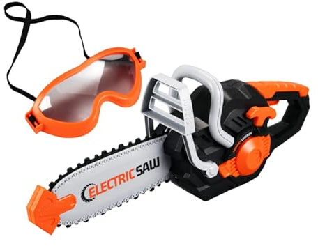 TAIZhiChen Tronçonneuse Jouet pour Enfants avec Sons Réalistes - Kit d'Imitation Jardinier Sécurisé avec Lunettes de Protection, Accessoire Éducatif de Jeu de Rôle pour Activités Créatives