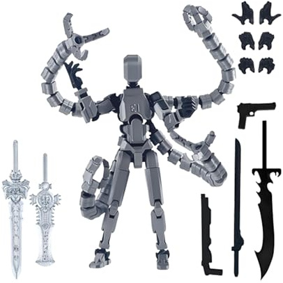 Montage Abgeschlossen T13 Action Figuren, 3D Druck Actionfiguren Mit Mehreren Gelenken, Figuren Schreibtischdekoration Mit 7 Waffen Und 3 Handtypen, Für Spielliebhaber Spielzeug