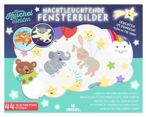 moses. Kleine Kuschelhelden Nachtleuchtende Fenstersticker – 44 Glow-in-the-Dark Fensterbilder mit Tiermotiven, Sternen und Monden, wiederverwendbare Fensterdeko fürs Kinderzimmer