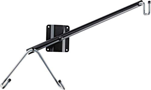 K&M 16295 E-Gitarren-Wandhalter Schwarz -- Schräge Präsentations-Haltung - Auflagebügel 360° verstellbar - aus Stahl